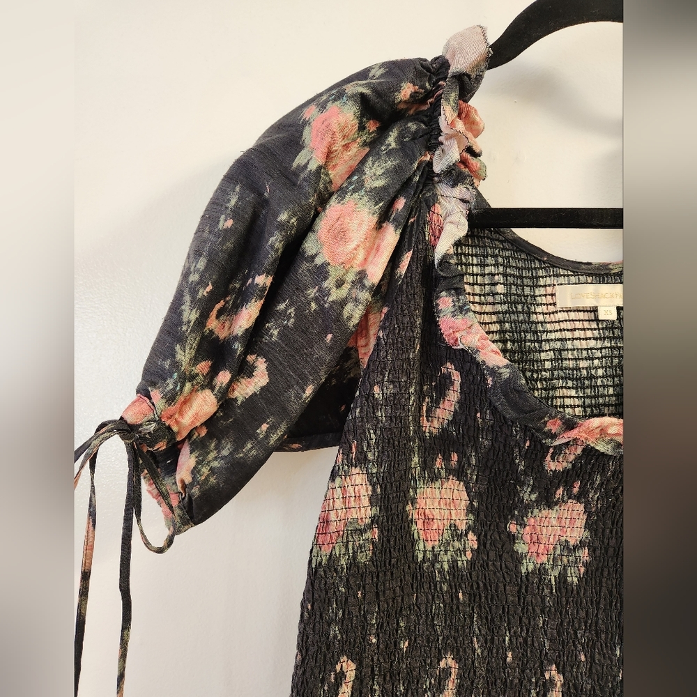 LOVESHACKFANCY puff sleeve smocked floral mini dress XS - Picture 4 of 9